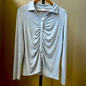Cotton On: Curve Bowie blue button front shirt Size 14